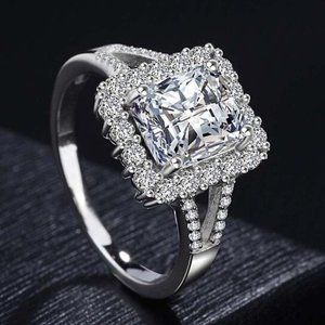 🎁 Radiant Cut Dazzling Zircon Cross Double Layer Rings for Women, PD609